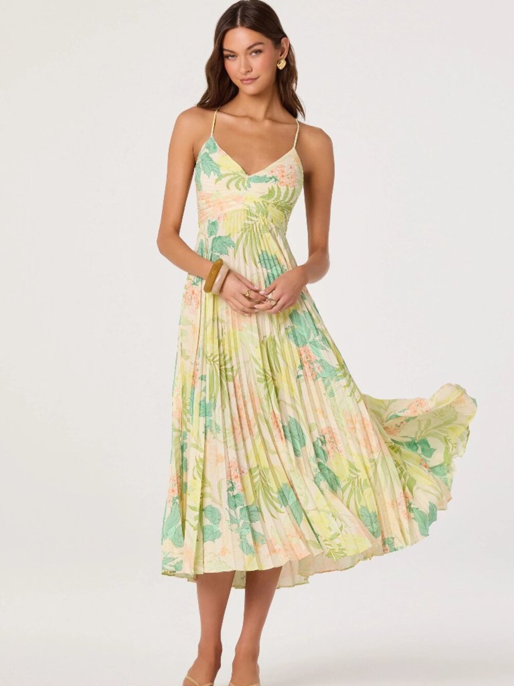 Blythe Midi Dress | Green Peach Tropical